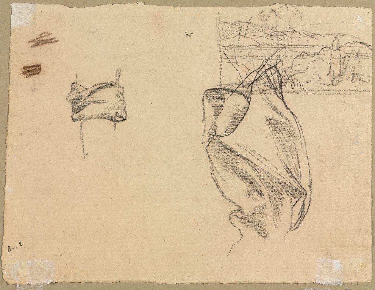 Studie soukenictví a Studie krajiny verso, 19. století. od Pierre Puvis de Chavannes