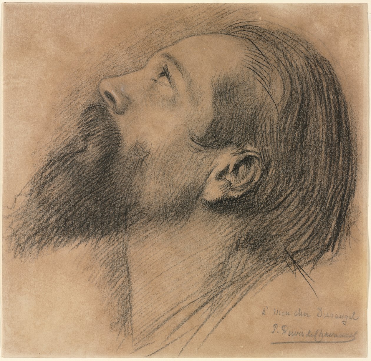 Studie k vlysu Svaté Ženevy (černá křída s nádechem bílé křídy) od Pierre Puvis de Chavannes