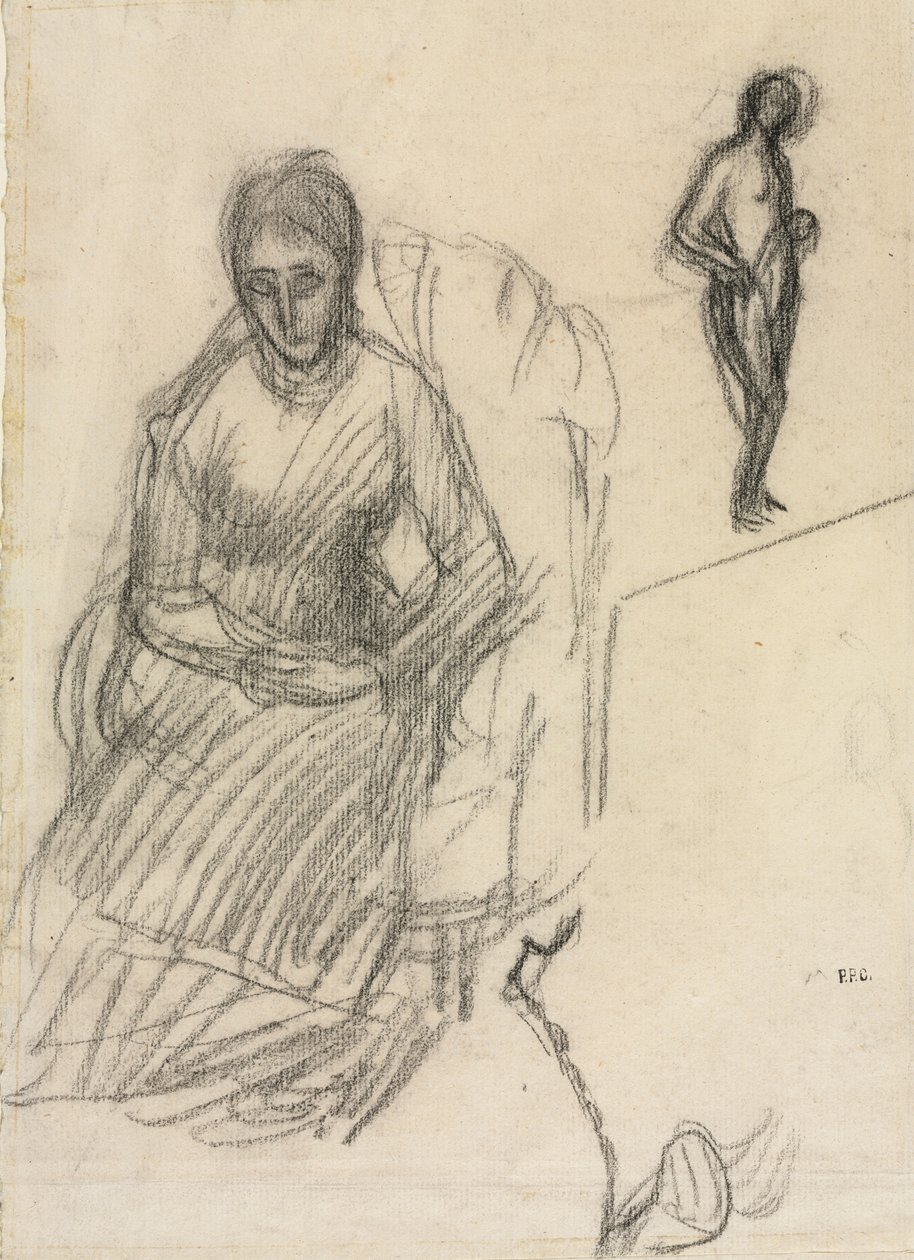 Studie Madame Marie Cantacuzène, Studie stojícího ženského aktu, c. 1883. od Pierre Puvis de Chavannes