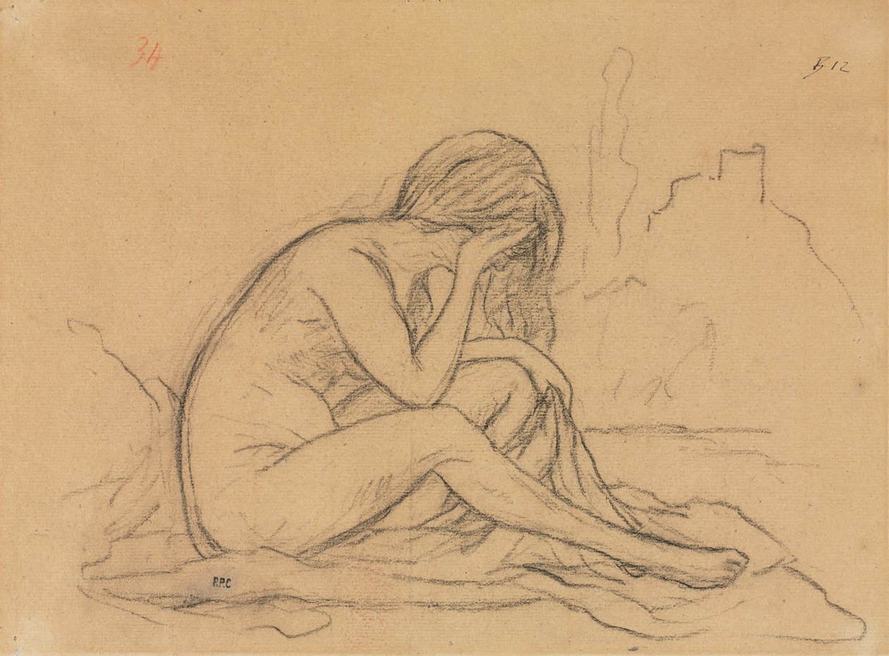 Studie ženského aktu (možná pro nerealizovaný alegorický obraz) (recto) od Pierre Puvis de Chavannes