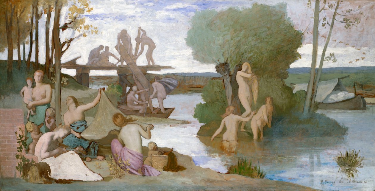 Řeka, kolem roku 1864 (olej na papíře, položeno na plátně) od Pierre Puvis de Chavannes