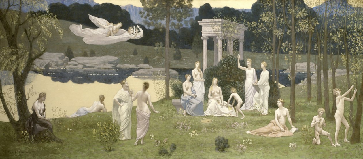 Posvátný háj, milovaný uměním a múzami, 1884-89 od Pierre Puvis de Chavannes