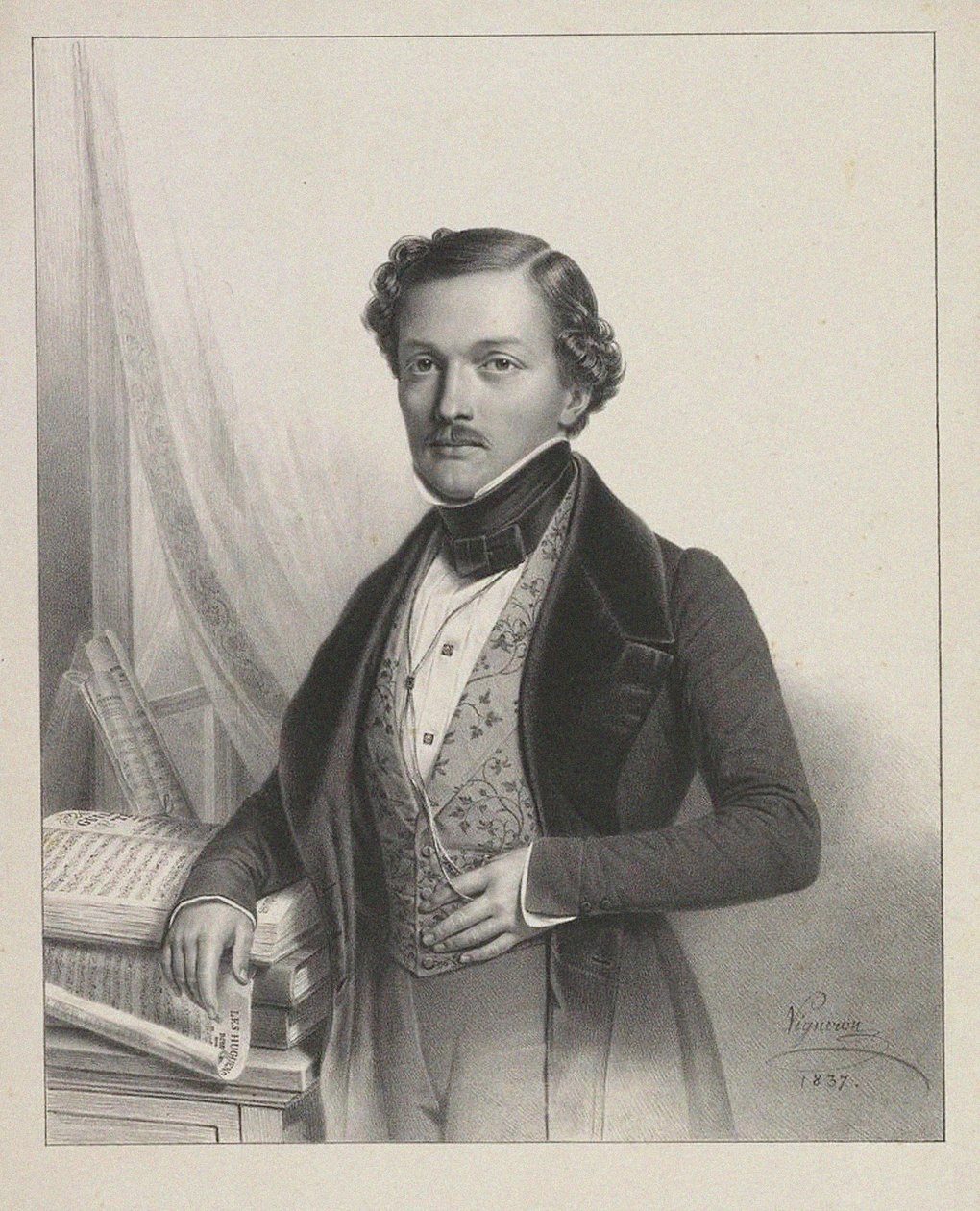 Portrét zpěváka Gilberta-Louise Dupreze 1806-1896, 1837 od Pierre Roch Vigneron