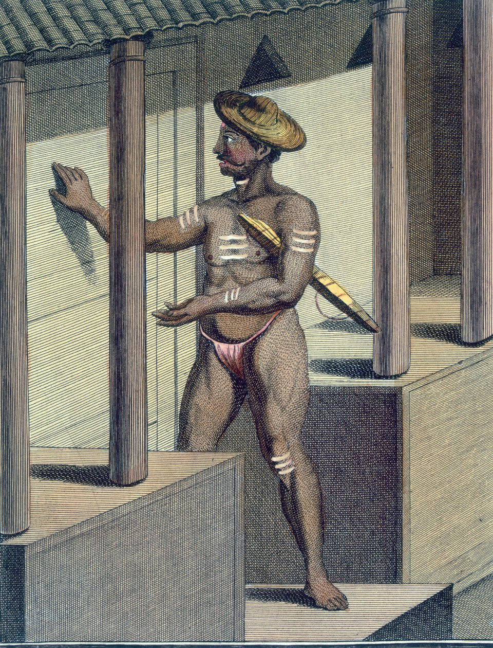 Carépatré Pandaron (náboženský oddaný přísahal mlčet), vyrytý Poissonem, z „Voyage aux Indes et a la Chine“ od Pierre Sonnerat