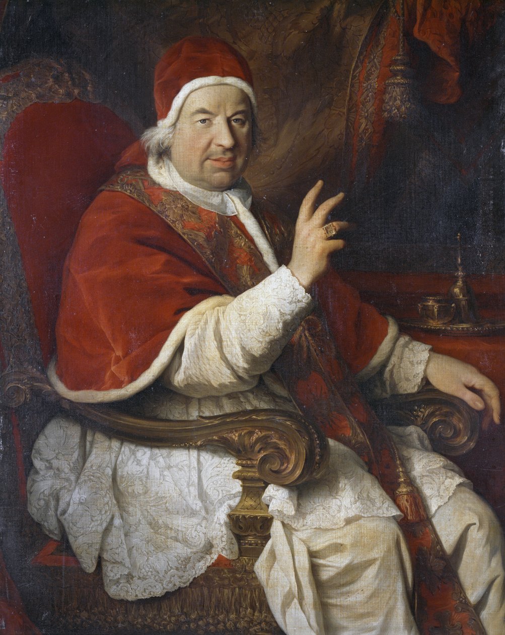 Paavi Benedictus XIV:n (1675-1758) muotokuva, Pierre Subleyrasin (1699-1749) maalaus od Pierre Subleyras
