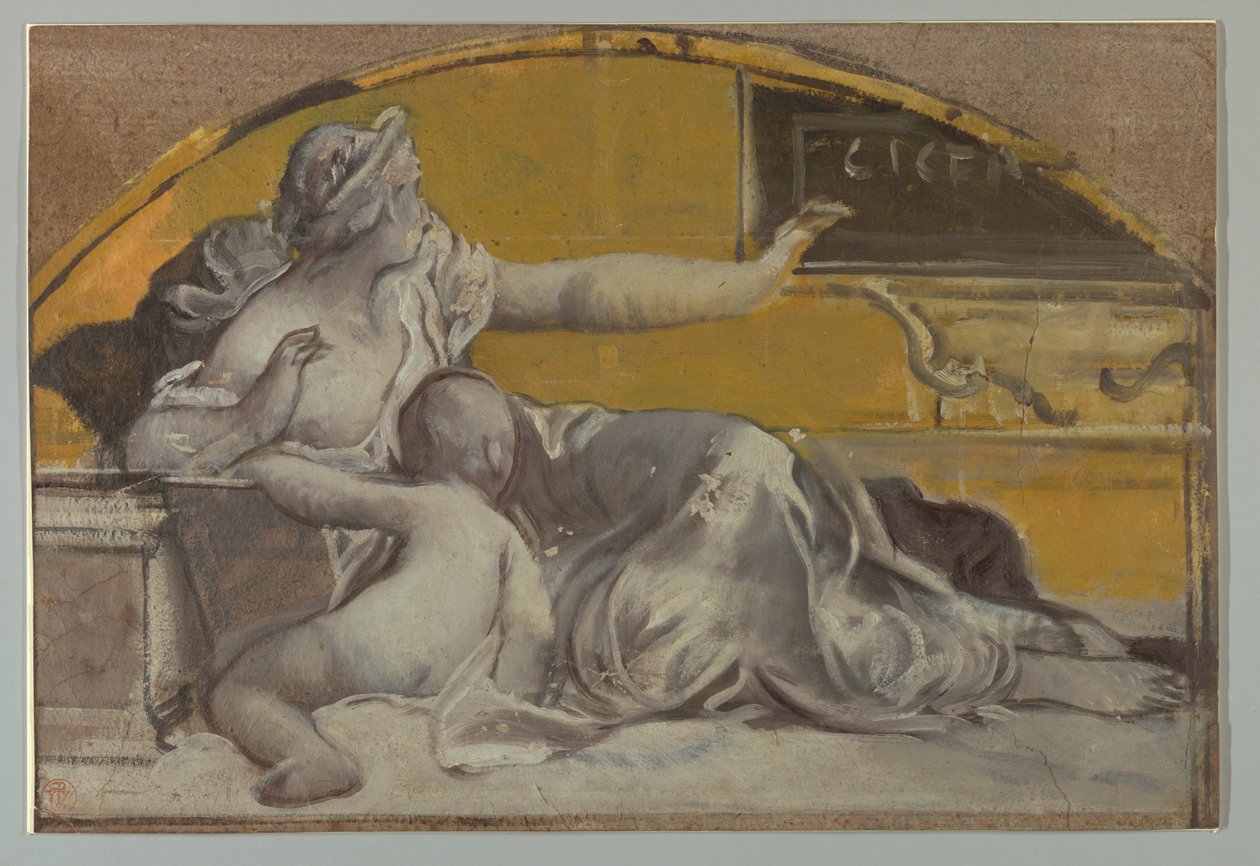 Kresba, Studie k Tympanonu na počest Cicerona, konec 19. století od Pierre Victor Galland