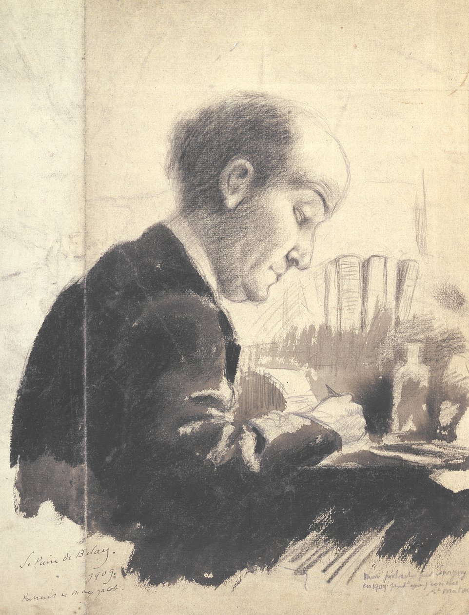 Portrét Maxe Jacoba (1876-1944) 1917 (tužka a kvaš) od Pierre de Belay