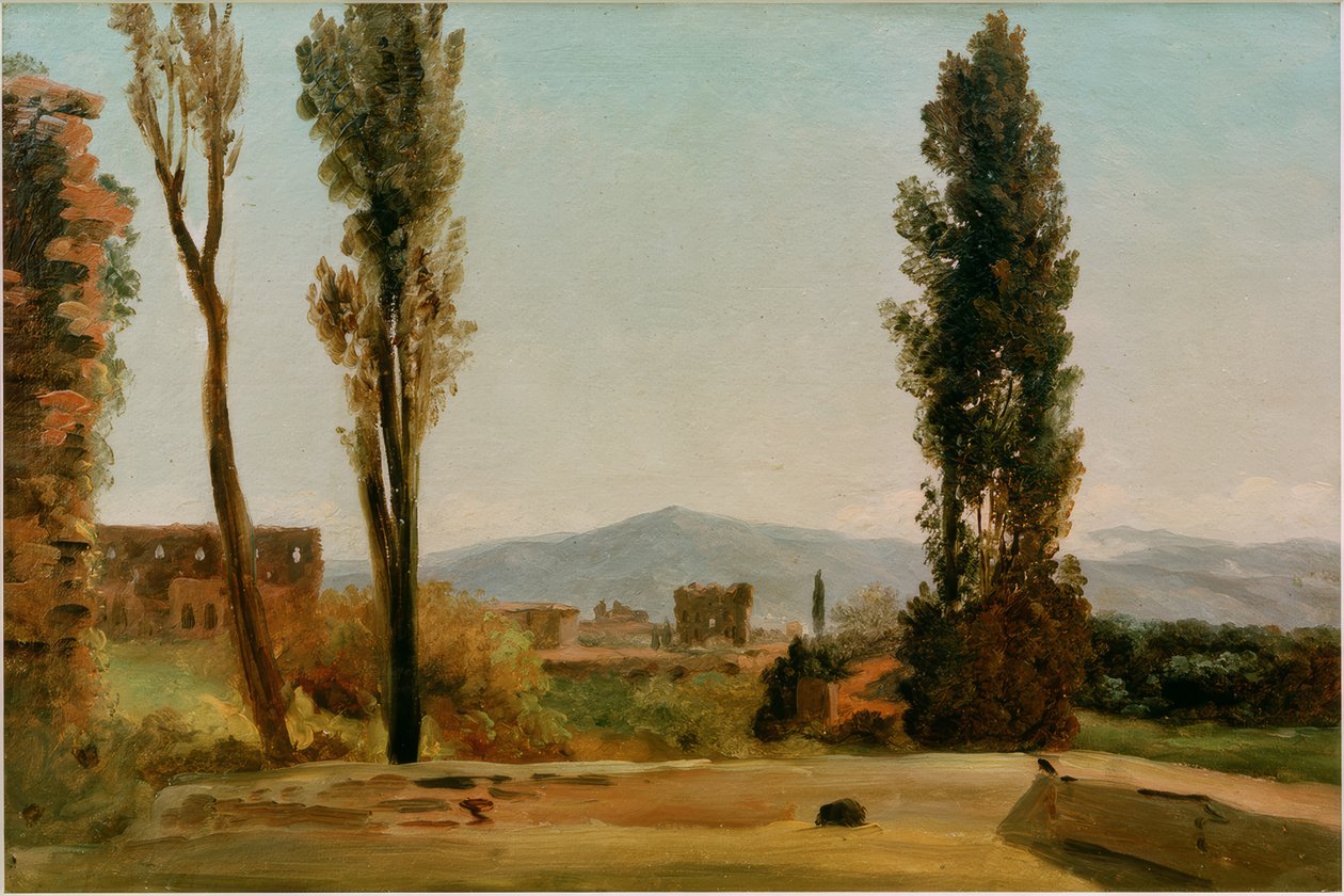 V zahradách Farnese: Tři topoly a Monte od Pierre de Valenciennes