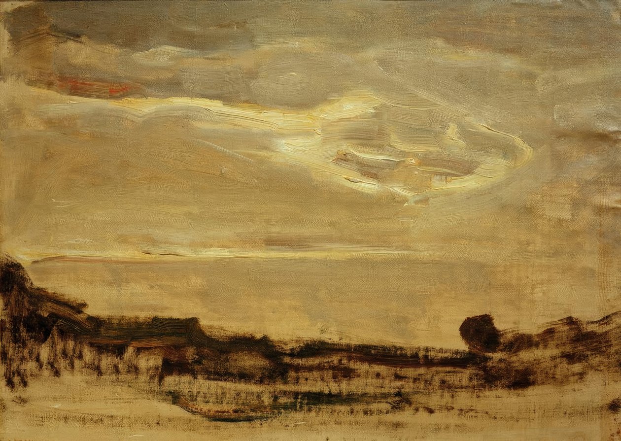Večerní obloha se zářícím mrakem od Piet Mondrian