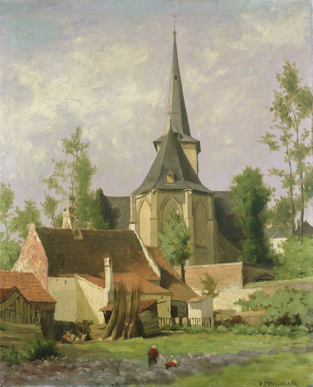 Kostel viděný zezadu, c.1890-92 od Piet Mondrian