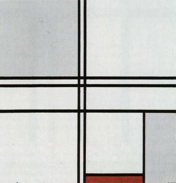 Složení s červenou a šedou od Piet Mondrian
