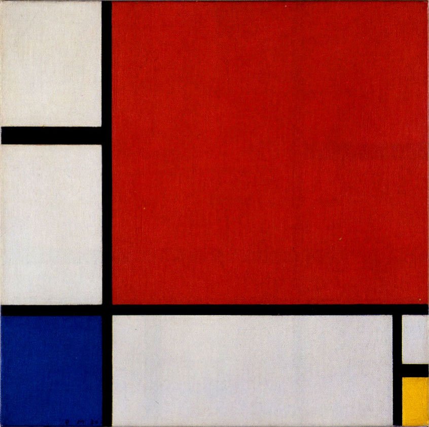 Složení II v červené, modré a žluté barvě od Piet Mondrian