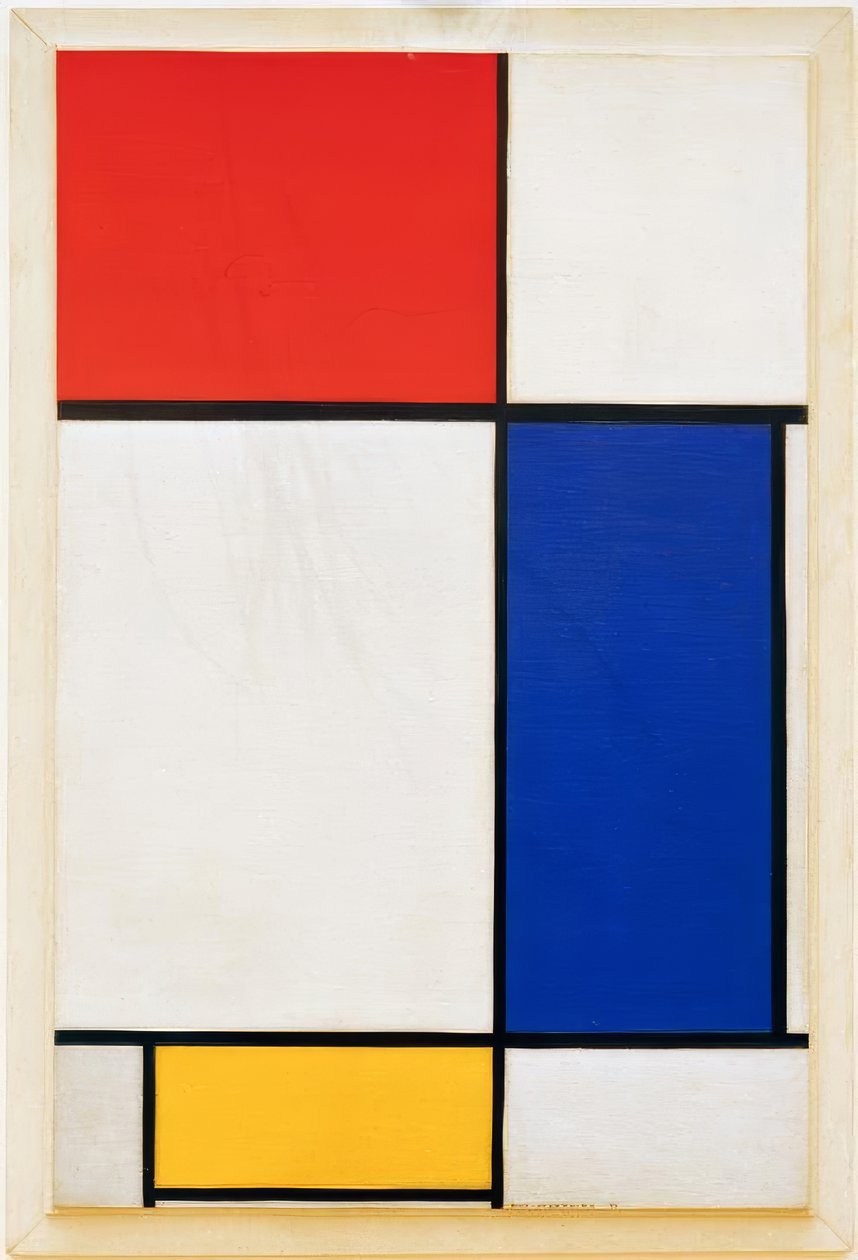 Složení s červenou, žlutou a modrou od Piet Mondrian