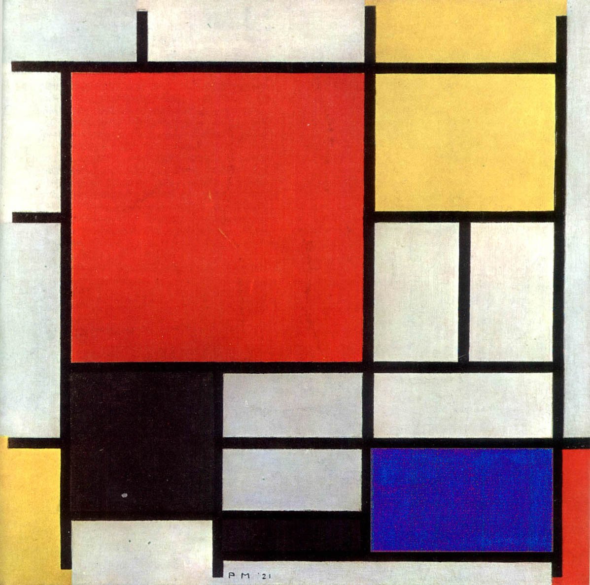 Složení v červené, žluté, modré a černé od Piet Mondrian