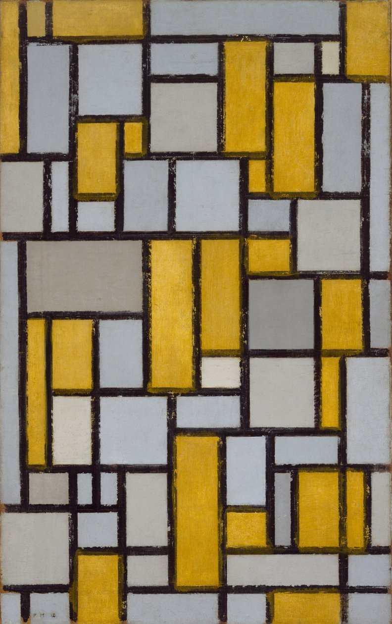 Kompozice s mřížkou 1, 1918 od Piet Mondrian