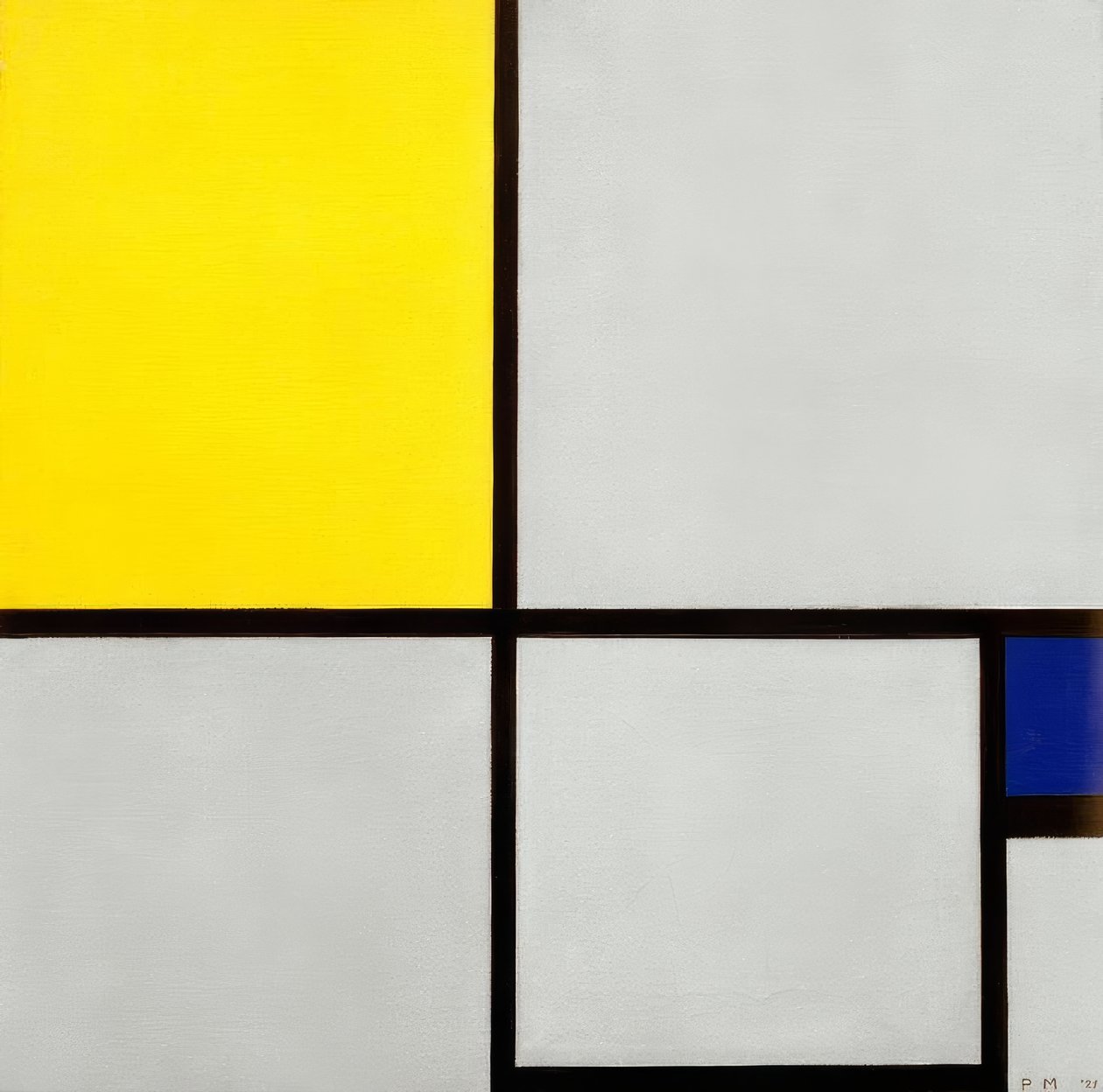 Složení č. II; Složení se žlutou a modrou od Piet Mondrian