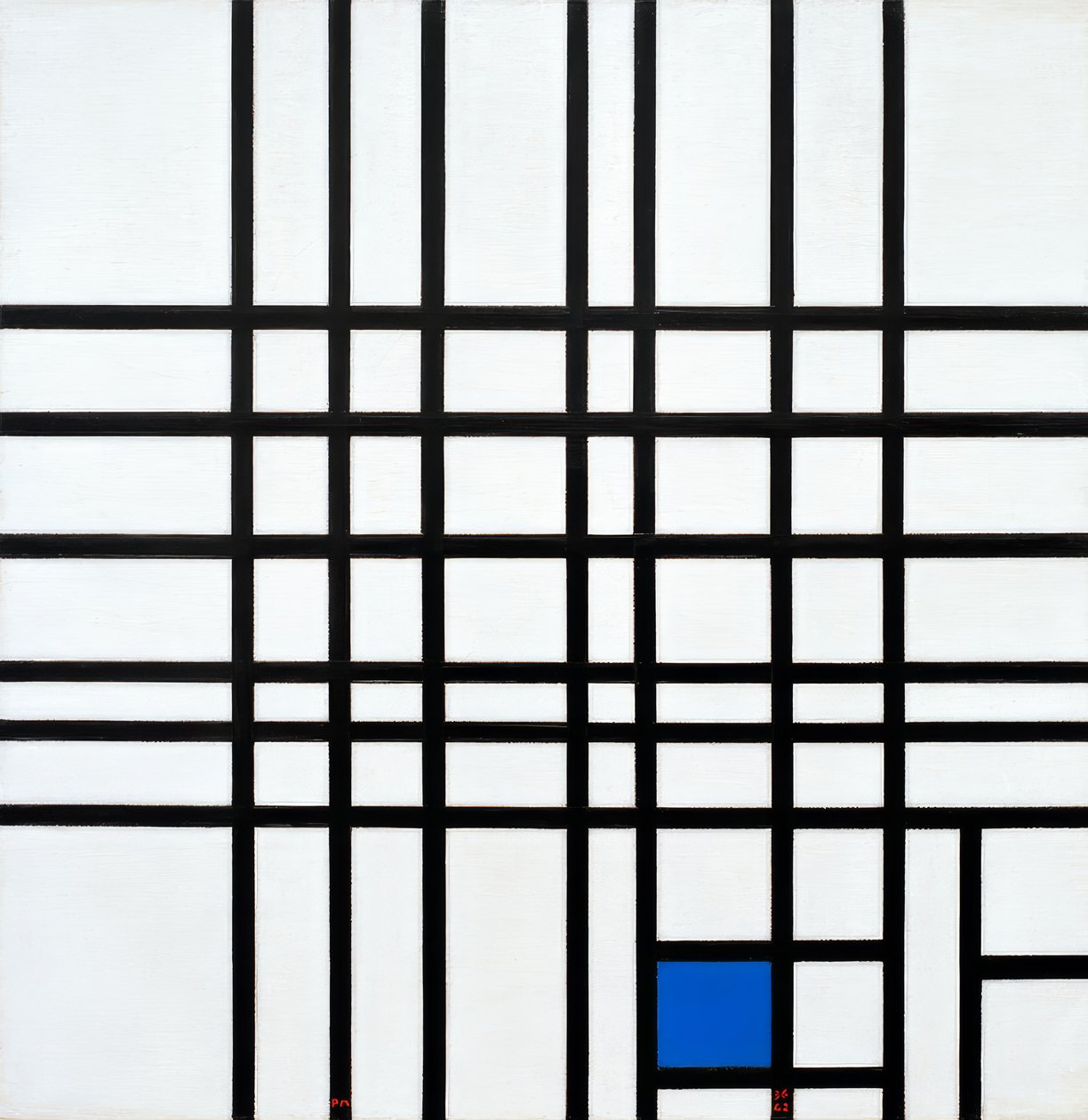Kompozice č. 12; Složení s modrou od Piet Mondrian