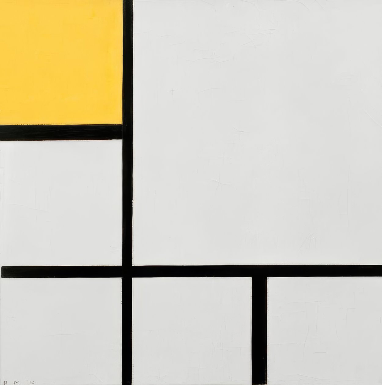 kompozice č. I; Složení se žlutou od Piet Mondrian