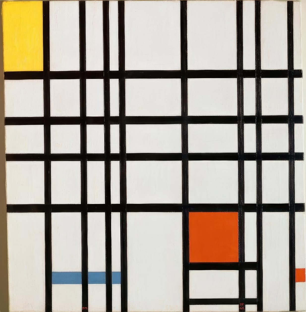 Složení se žlutou, modrou a červenou od Piet Mondrian
