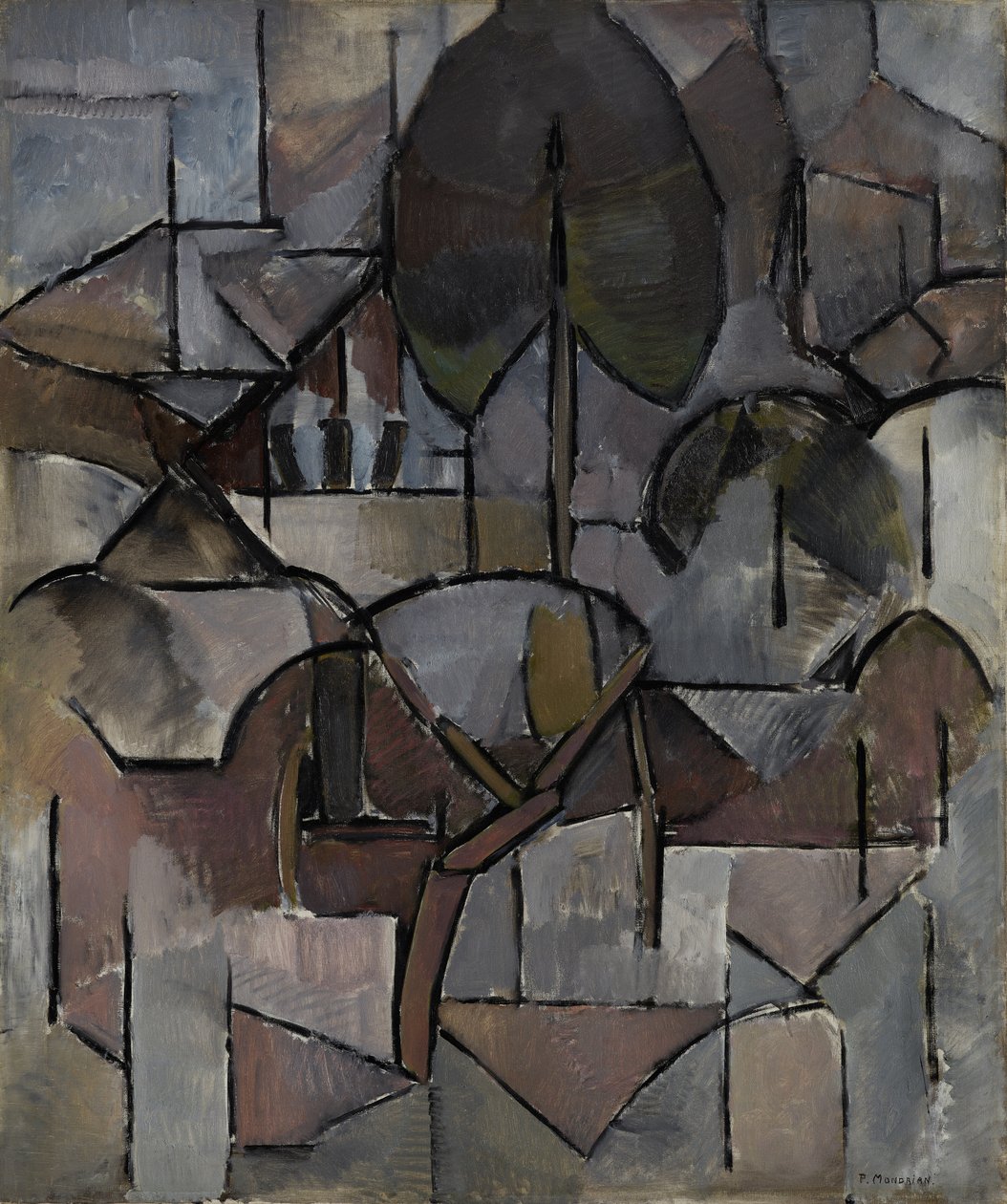 Krajina se stromy, 1912 od Piet Mondrian
