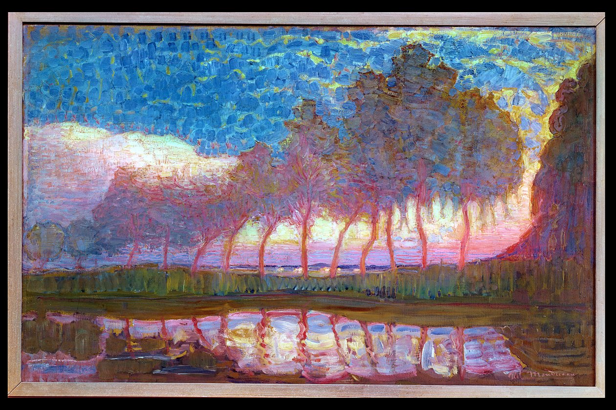 Řada jedenácti topolů v červené, žluté, modré a zelené, 1908 od Piet Mondrian