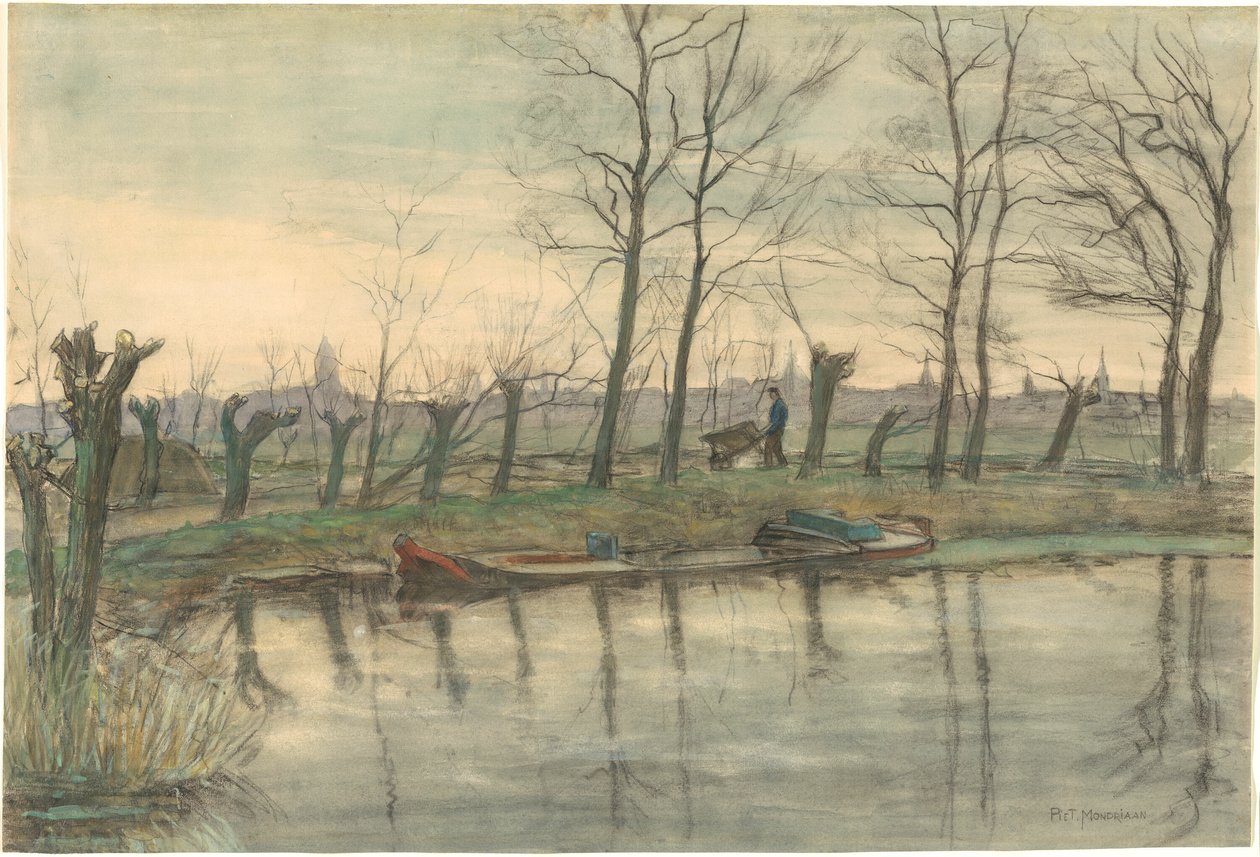 Panorama Amsterdamu při pohledu ze západu od Piet Mondrian