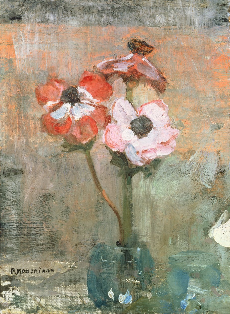 Sasanky ve váze, kolem 1908-09 (olej na plátně) od Piet Mondrian
