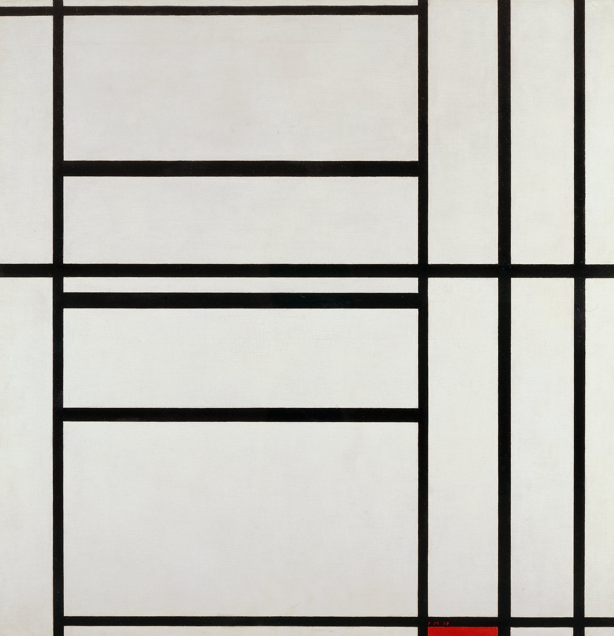 Kompozice č. 1 s šedou a červenou 1938, Piet Mondrian (1872-1944), olej na plátně od Piet Mondrian