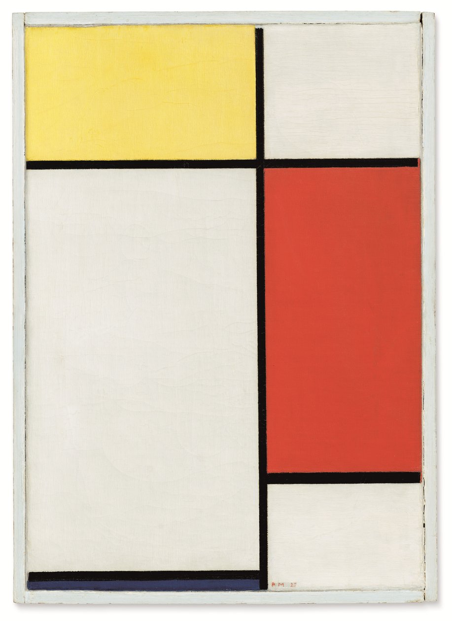 Složení: II, se žlutou, červenou a modrou barvou od Piet Mondrian