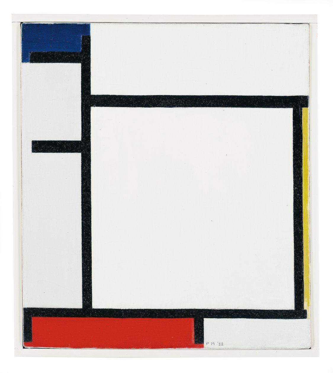 Složení s modrou, žlutou, červenou a šedou od Piet Mondrian
