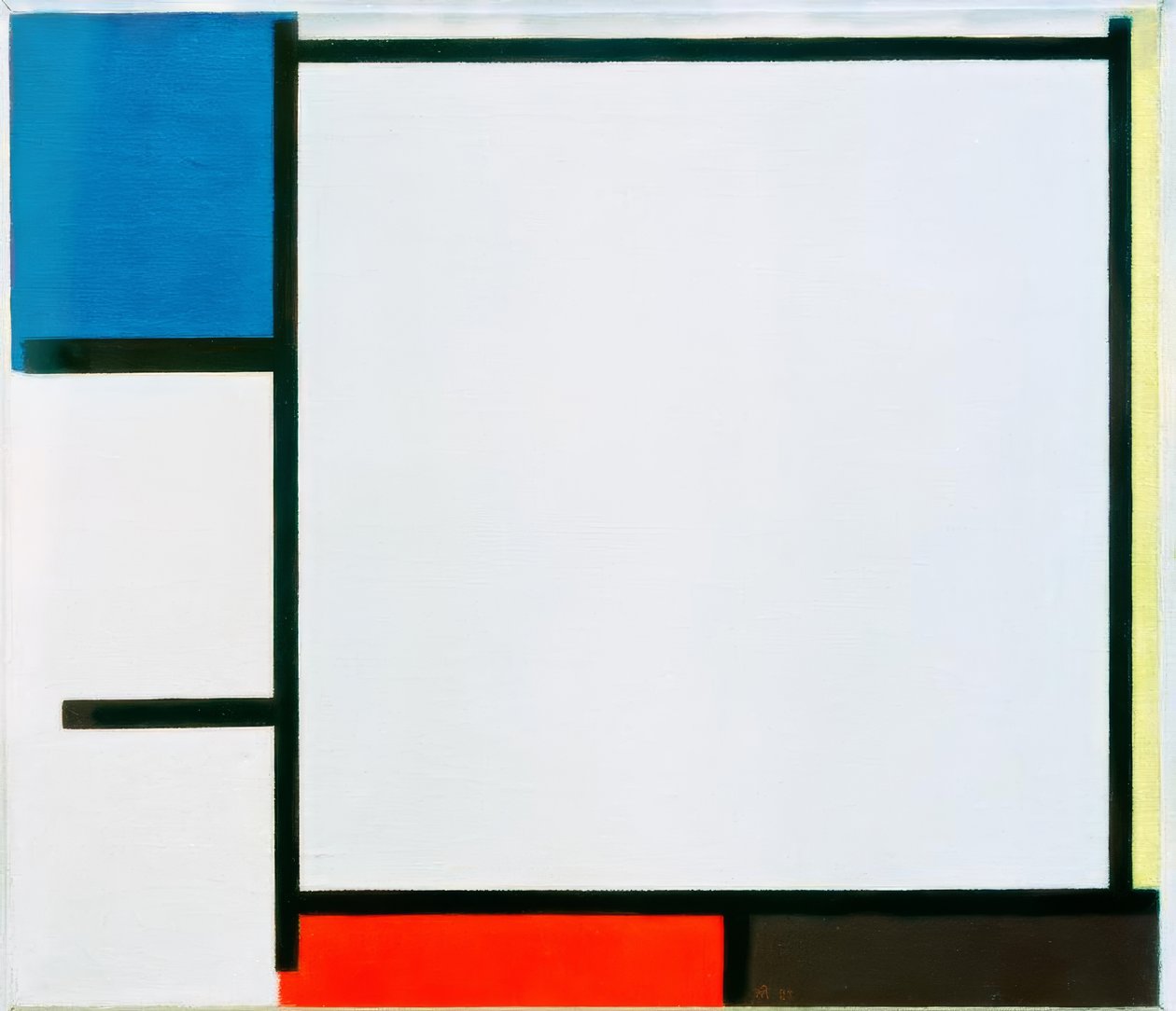 Složení s modrou, žlutou, červenou, černou a šedou od Piet Mondrian