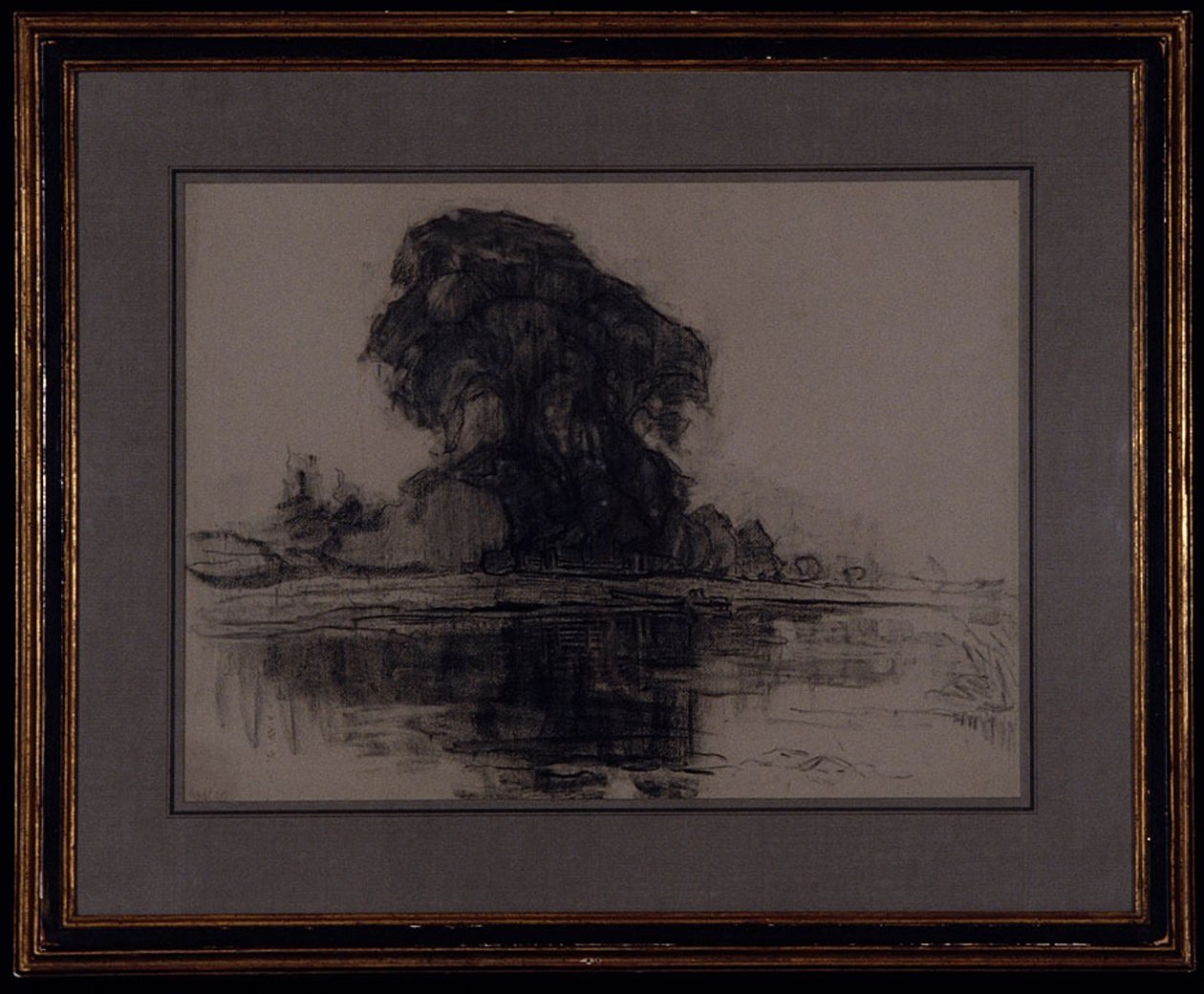 Farma Landzicht: Kompoziční studie, kolem roku 1905 (uhl na modrošedém papíře) od Piet Mondrian