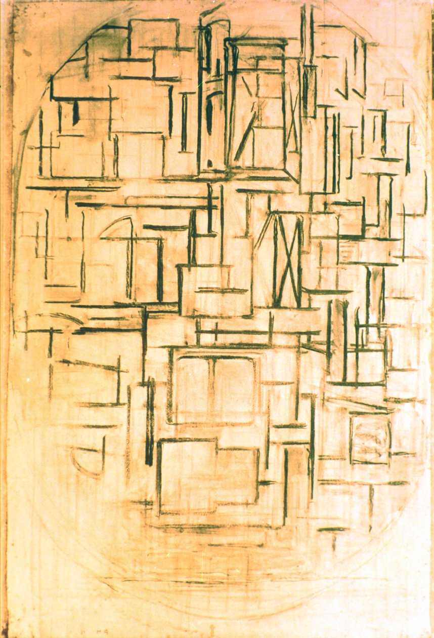 Oválná kompozice bez názvu 1914 od Piet Mondrian