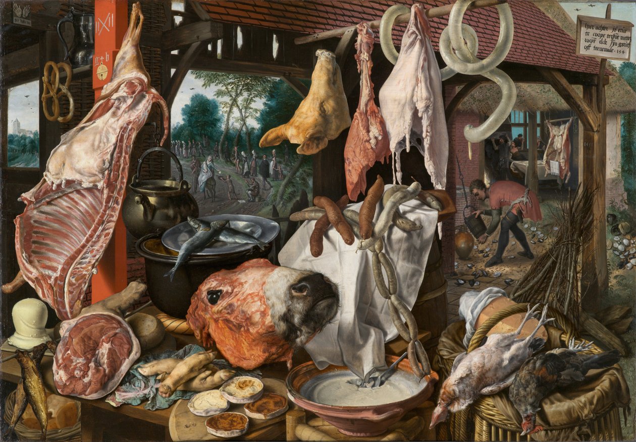 Zátiší s masem a svatou rodinou od Pieter Aertsen