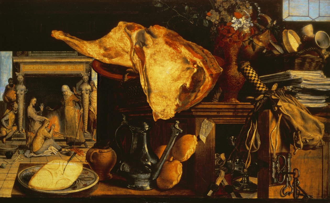 Zátiší Vanitas (Kristus s Marií a Martou), 1552 (deska) od Pieter Aertsen