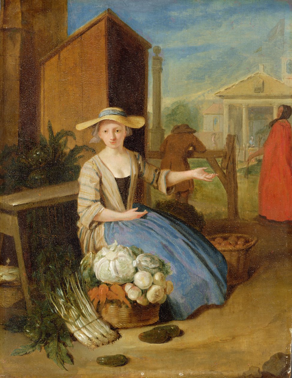 Prodejce zeleniny, Covent Garden, kolem 1726 od Pieter Angillis