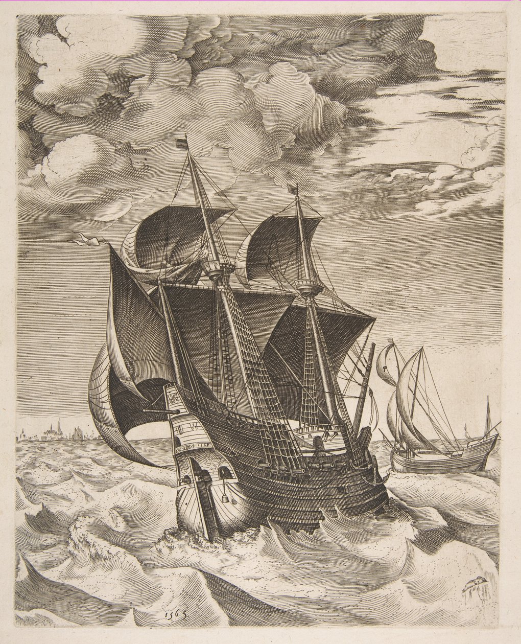 Holandský Hulk a Boeier z knihy Plachetnice od Pieter Bruegel the Elder