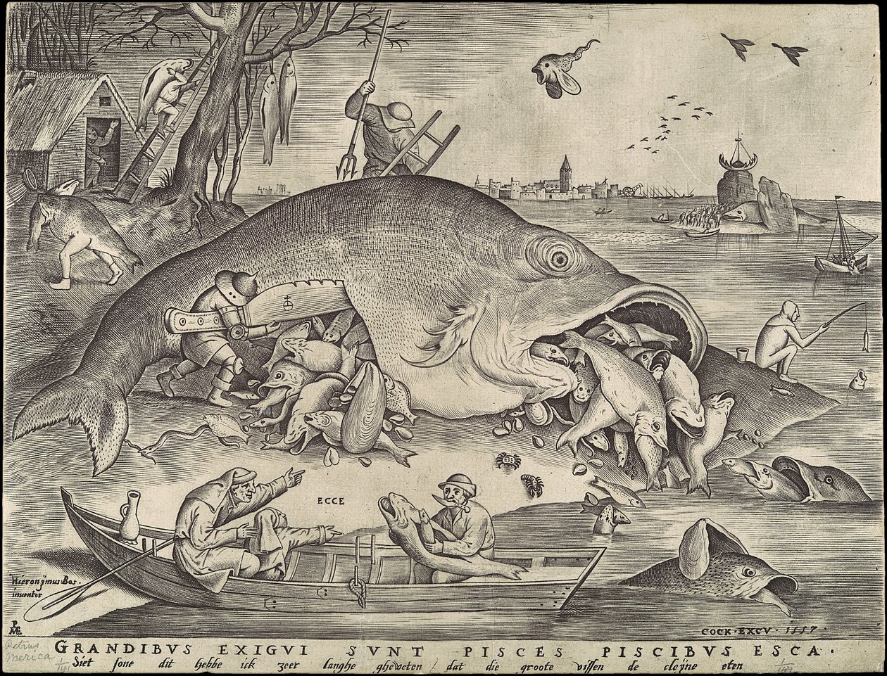 Velké ryby Jezte malé ryby od Pieter Bruegel the Elder