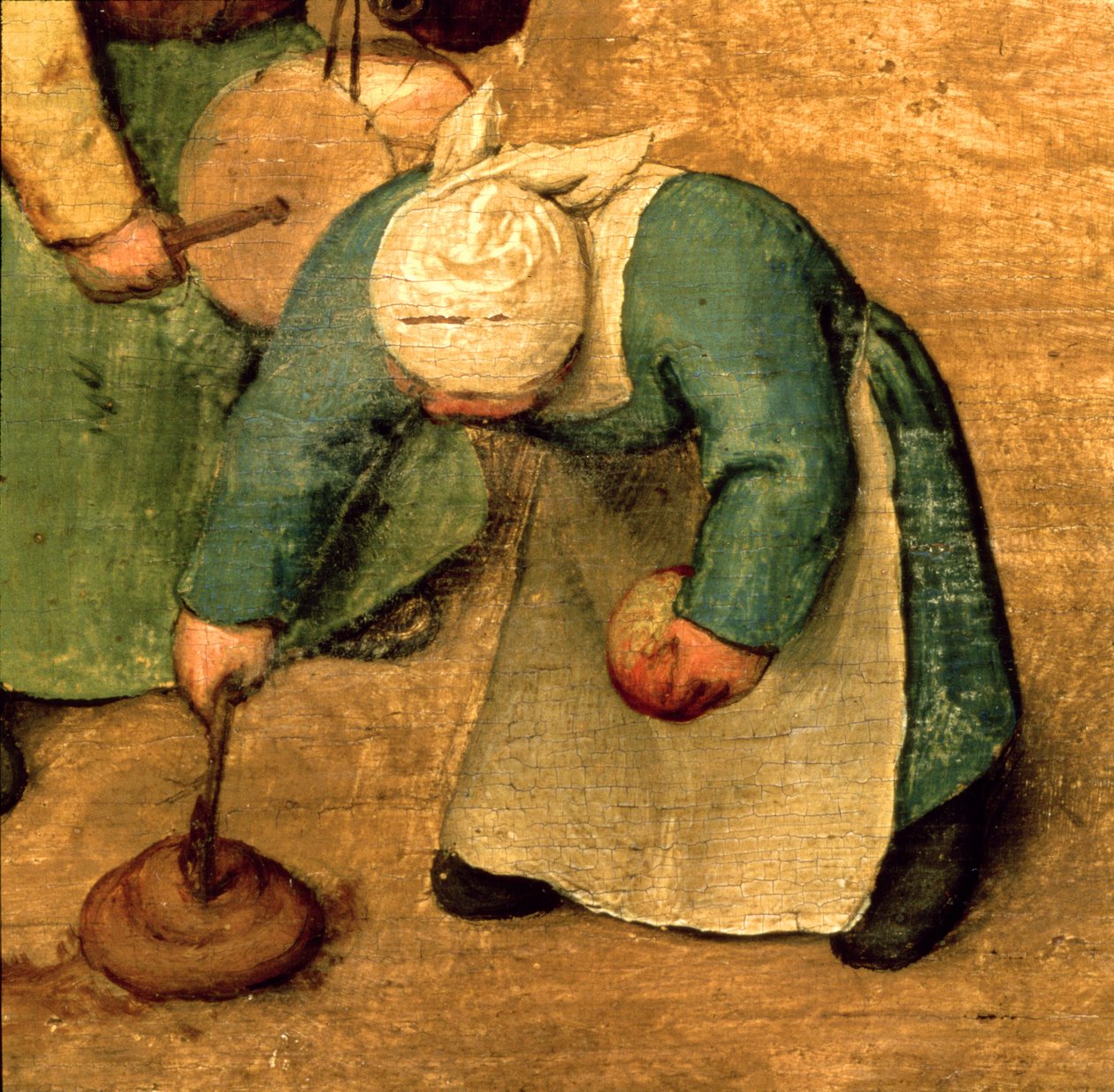 Dětské hry (Kinderspiele): detail dívky hrající si s káčou, 1560 (detail 68945) od Pieter Bruegel the Elder