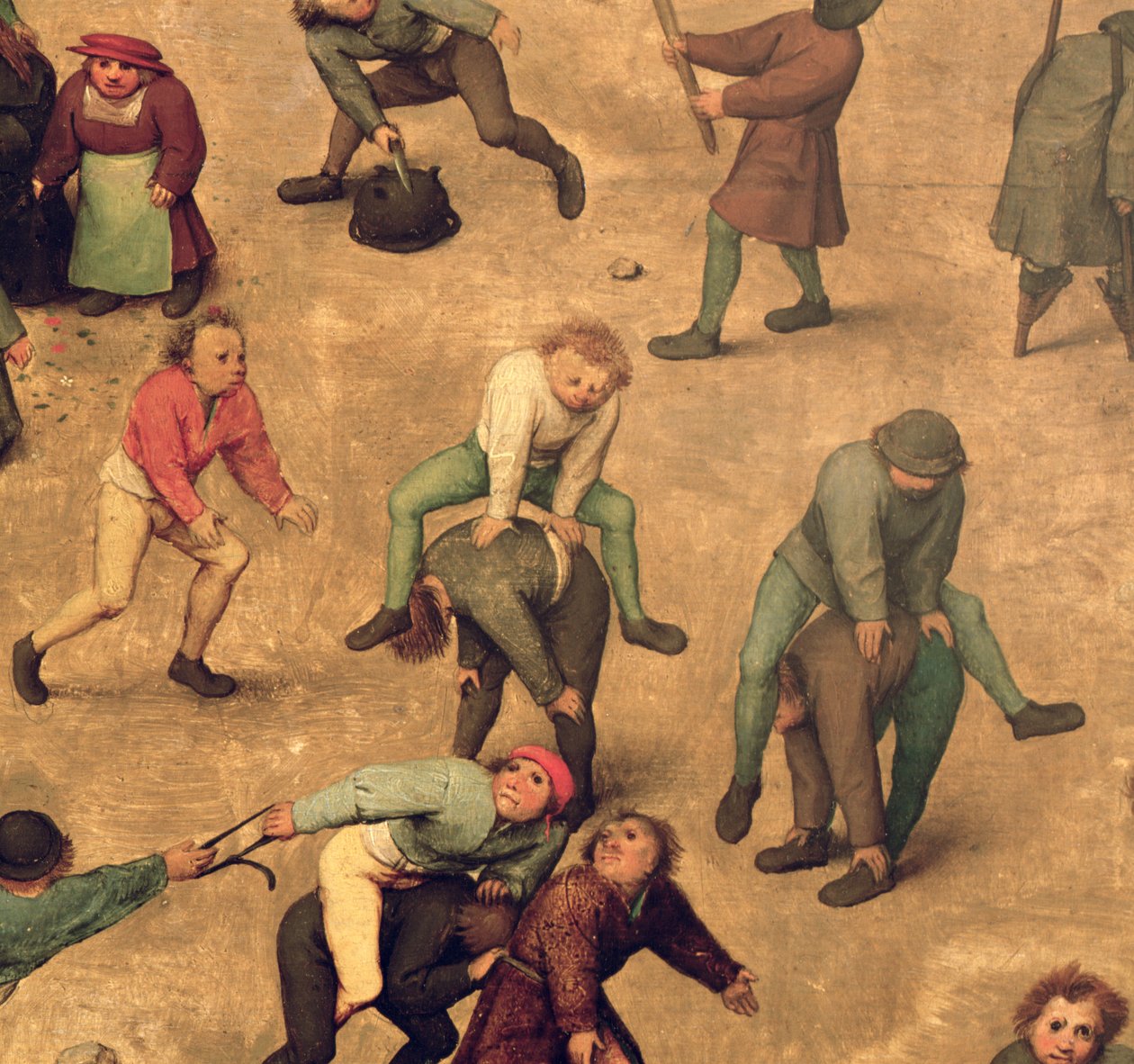 Dětské hry (Kinderspiele): detail dětí hrajících si skákačku, 1560 (detail 68945) od Pieter Bruegel the Elder
