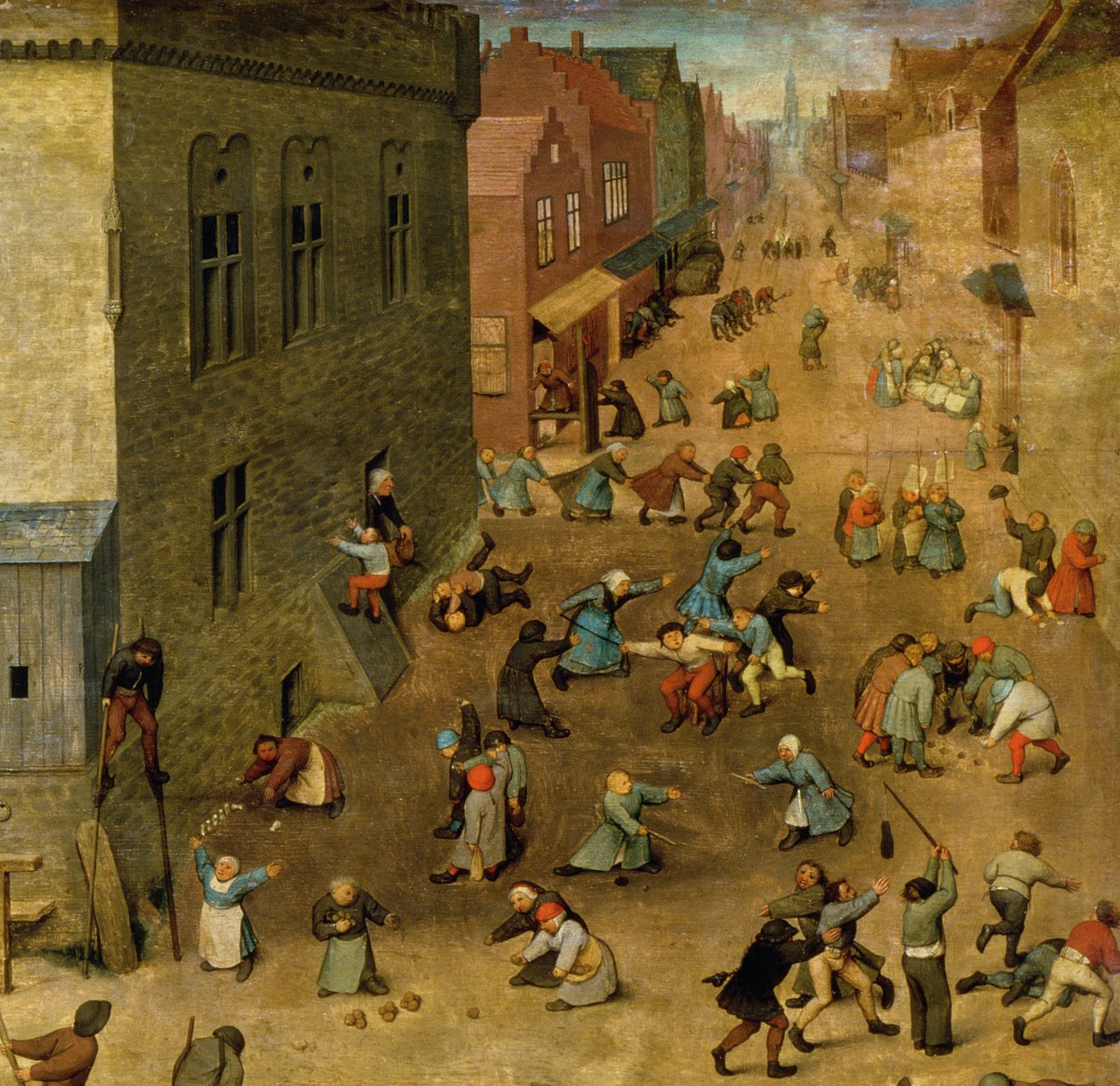 Dětské hry (Kinderspiele): detail pravého horního rohu, 1560 (detail 68945) od Pieter Bruegel the Elder