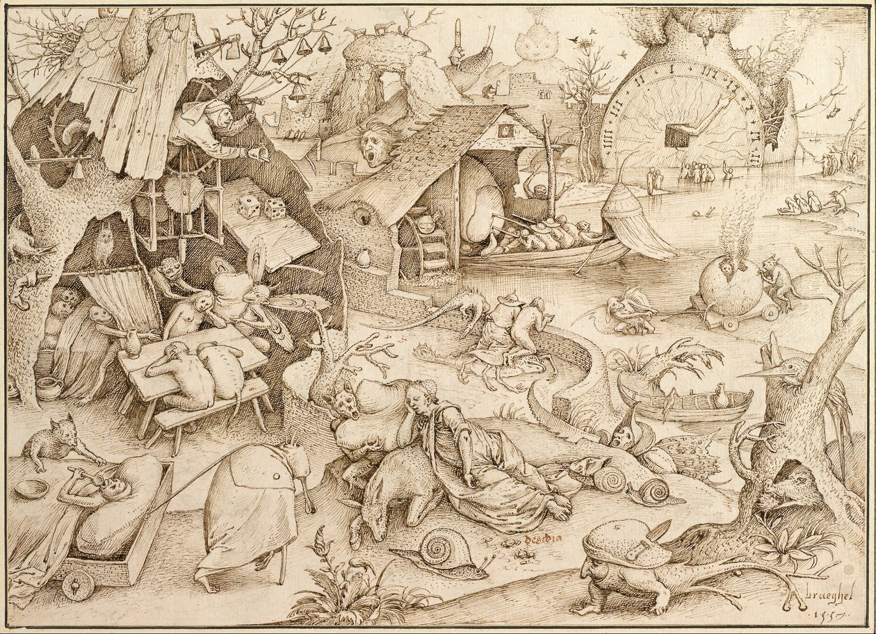 Desidia (lenost), 1557 od Pieter Bruegel the Elder