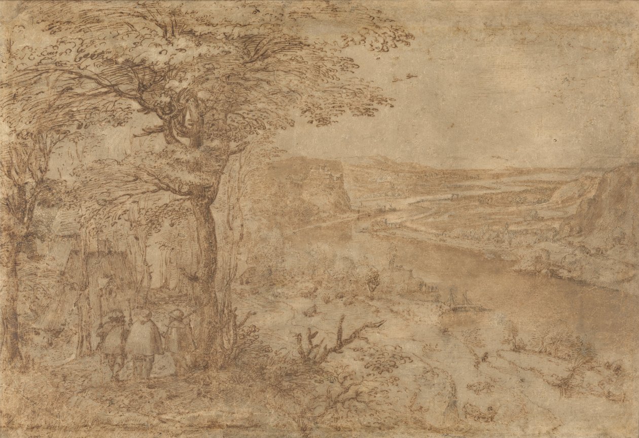 Krajina se štítkem poutníků od Pieter Bruegel the Elder