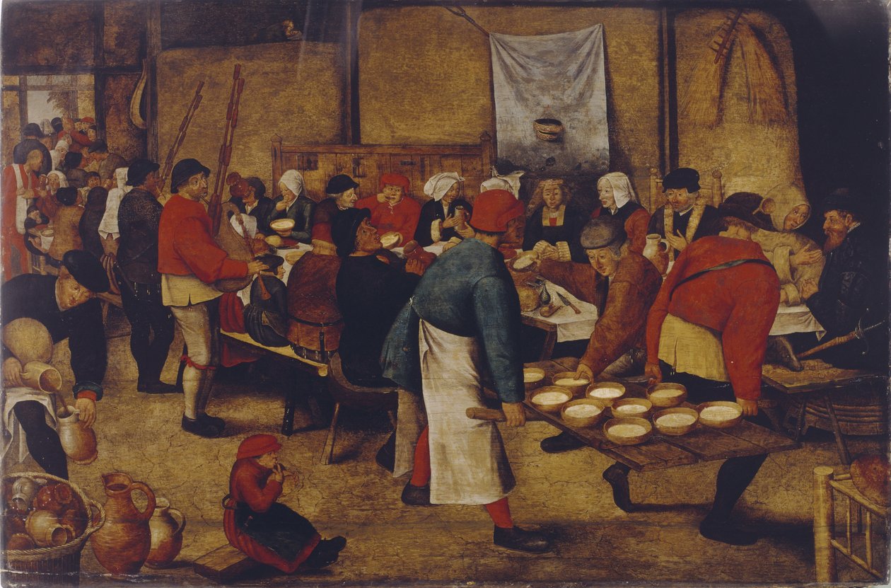 Svatební jídlo ve stodole od Pieter Brueghel the Younger