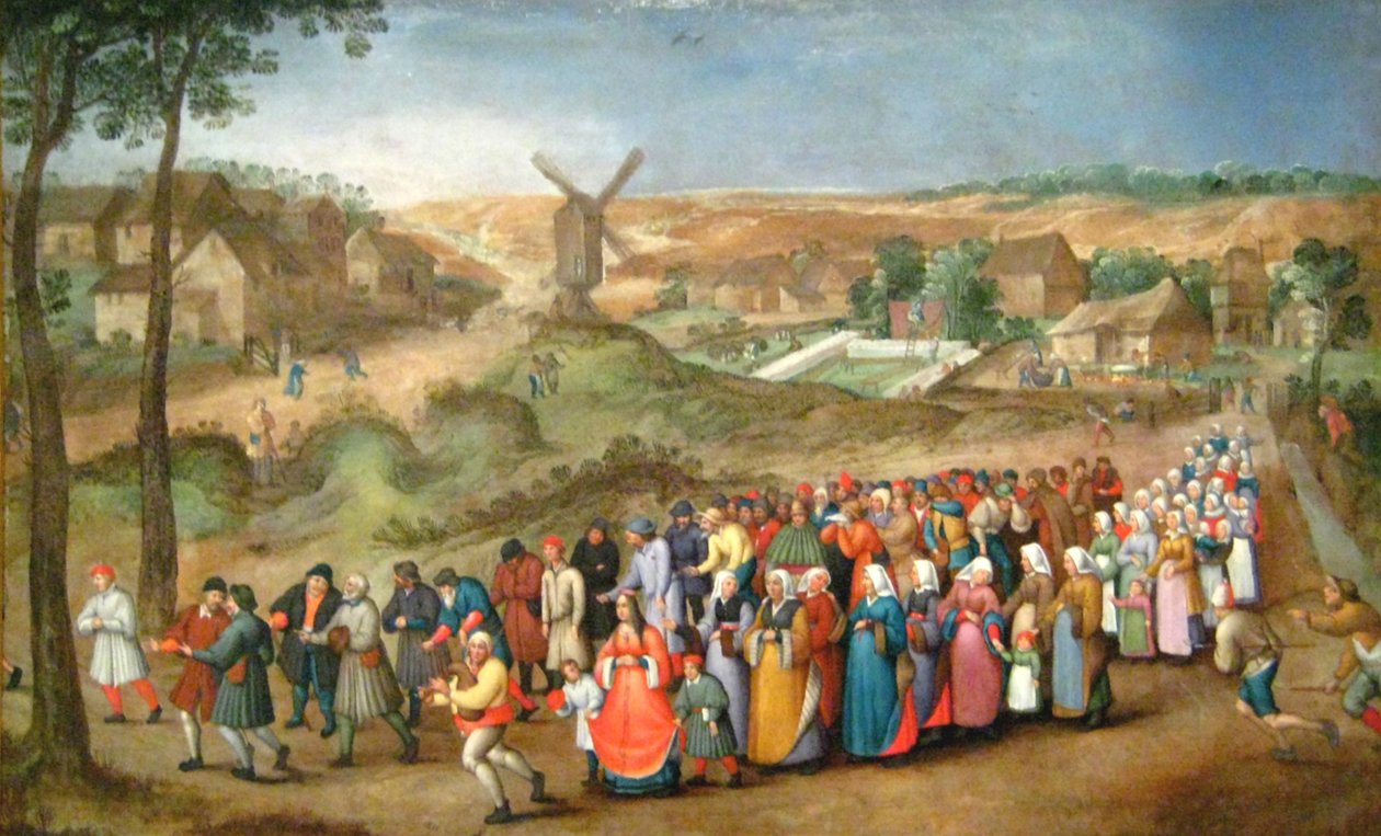 Svatební průvod před krajinou od Pieter Brueghel the Younger