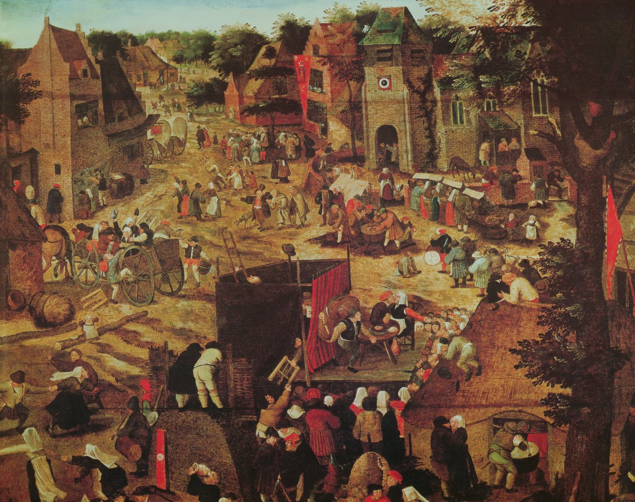 Kermesse s divadlem a průvodem od Pieter Brueghel the Younger