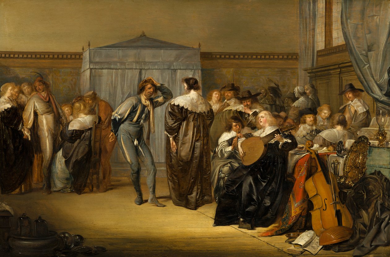 Veselá společnost s maskovanými tanečníky, 1636 od Pieter Codde