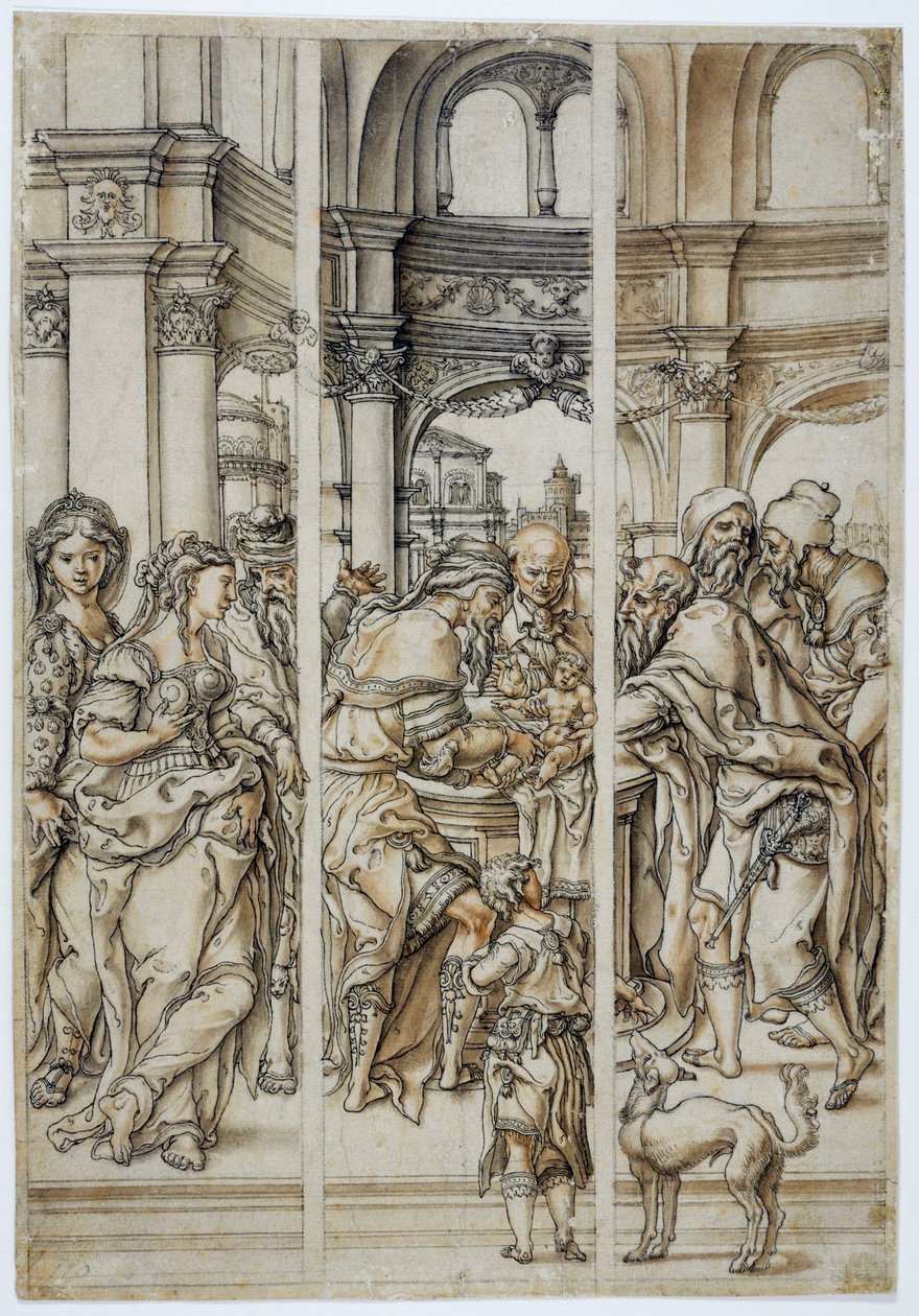 Obřezání Krista, návrh na vitrážové okno od Pieter Coecke van Aelst