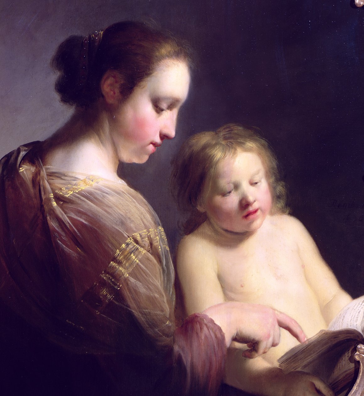 Panna učí Kristovo nemluvně číst, kolem roku 1630 (detail z roku 177874) od Pieter Fransz de Grebber