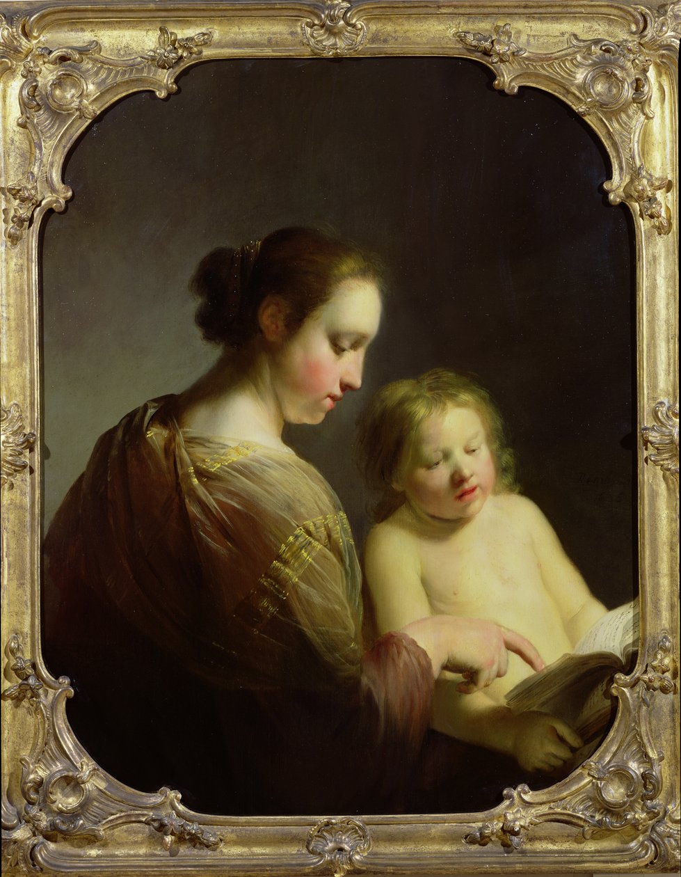 Panna učí malého Krista číst, asi 1630 od Pieter Fransz de Grebber